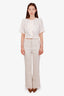 Veronica Beard Beige Linen Blend High Waisted Straight Leg Trouser Size 4