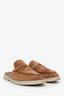 Loro Piana Brown Suede Leather and Shearling Bottillons Open Walk Loafers Size 40.5