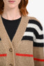 Burberry Beige Mohair-blend Stripe-Intarsia Cardigan Size S