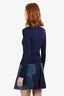 Sportmax Navy Stretch Turtleneck Long Sleeve Top Size XS
