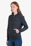 Burberry Grey Cotton Zip Up Embroidered Hoodie Size S