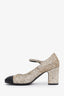 Escarpins Mary Jane Chanel™ d’occasion à paillettes dorées et noires, taille 36,5