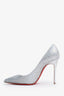 Christian Louboutin Silver Sequin Pointed Toe Heels Size 36.5