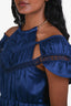 Self-Portrait Blue Satin Chain Halter Cap Sleeve Mini Dress Size 2