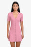 Maje Pink Metallic Ribbed Knit Polo Midi Dress Size 34
