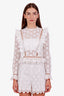 Zimmermann White Cotton Lace Embroidered Top + Short Set Size 1