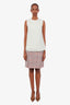 Akris Punto Beige/Multicolour Plaid Tweed Knee Length Pocket Detail Skirt Size 8