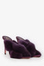 Aquazzura Purple Fur Purr 105 Mules Size 37.5
