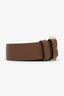 Ceinture Miu Miu en cuir marron avec boucle ajourée dorée ornée du logo, taille 75