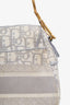 Christian Dior 2021 Grey Oblique Embroidery Saddle Bag