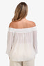 Ramy Brook White Sheer Off-the-Shoulder Long Sleeve Top Size M/L