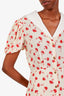 Miu Miu Cream/Red Printed Silk Maxi Dress Size 38