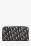 Christian Dior Navy Oblique Jacquard Zipped Long Wallet