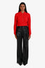 Mother Black Leather Pleated Wide Leg Trousers Size 24