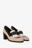 Hermès Black/Beige Leather 'Royal' Heeled Loafers Size 36.5