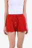 Celine Red Wool Cashmere Knit Shorts Size S