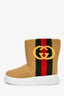 Gucci Beige GG Shearling Striped Ankle Boot Size 8 Mens