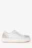 Christian Louboutin Silver Metallic 'Vieria 2' Spike Embellished Sneakers Size 37.5
