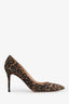Gianvito Rossi Leopard Print Suede Pointed Toe Heels Size 40