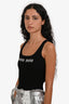 Miu Miu 2023 Black Ribbed Logo Tank Top Size 38
