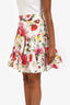 Dolce & Gabbana White/Multicolour Cotton Floral Print Mini Skirt Size 40