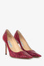 Jimmy Choo Pink Croc-Embossed Leather Abel Pumps Size 40