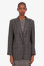 Equipment Grey Wool Checked Single Button Blazer Size 8