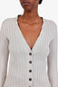 Brunello Cucinelli Silver Glitter Silk Button Up Cardigan Size M