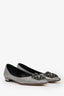 Manolo Blahnik Metallic Silver Hangisi Flats Size 37