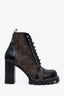 Louis Vuitton Brown Monogram Patent Star Trail Lace-Up Boots Size 38