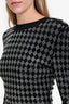 Balmain Black/Silver Crystal Embellished Argyle Long Sleeve Mini Dress Size 40