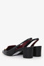 Valentino Black Leather Vlogo Chain Slingback Loafer Heels Size 39
