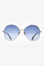 Max Mara Blue Lens Tortoise Sides Rounded Sunglasses