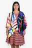 Hermès White/Red Multicolour Cashmere Silk Blend Graphic Printed Petit H Cape