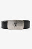 Louis Vuitton Black/Silver Leather Logo Buckle Belt Size 85/34