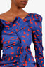 Self-Portrait Navy/Red Ruffled Off The Shoulder Short Dress Size 2