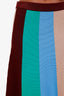 Victoria Beckham Burgundy/Multicolour Striped Knit Midi Skirt Size M