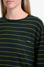 Miu Miu 2024 Green/Yellow Striped Logo Long Sleeve T-shirt Size S