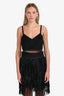 Miu Miu Black Wool Silk Logo Bralette Top Size 38