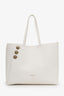 Balmain White Leather Embleme Tote Bag