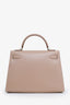 Hermès 2013 Argile Tadelakt Leather Sellier Kelly 32 With Guilloche Hardware