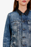 Diesel Blue Denim Leather Trim Jacket Size S