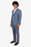 Eleventy Milano Blue Wool Linen Striped Two-Piece Suit Size 50 Mens