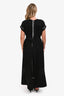 Proenza Schouler Black Mesh White Trim Belted Midi Dress Size 8 with Slip
