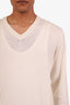 Salvatore Ferragamo Beige Cotton V-Neck Sweater Size M Mens
