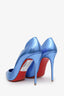 Christian Louboutin Blue Leather Scalloped Accent Pumps Size 38.5