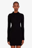 Courreges Black Knit Ribbed Mock Neck Midi Dress Size 2