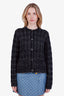 Gucci Black Glitter Wool Check Interlocking G Button Cardigan Size M