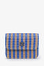 Pre-loved Chanel™ 2020 Beige/Blue Raffia Jute Striped Belt Bag