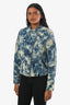 3.1 Phillip Lim Blue/White Denim Leather Acid Wash Biker Jacket Size 2